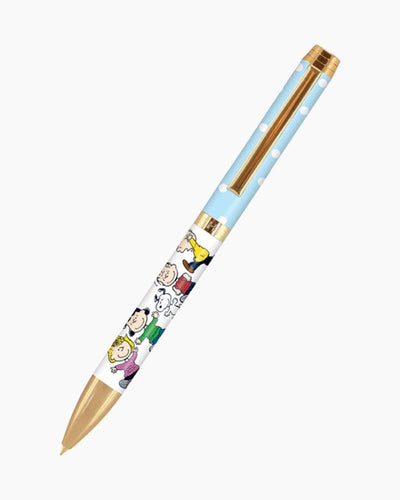 Peanuts fashion ballpoint pen by Graphique de France with gold accents in coordinating gift box.