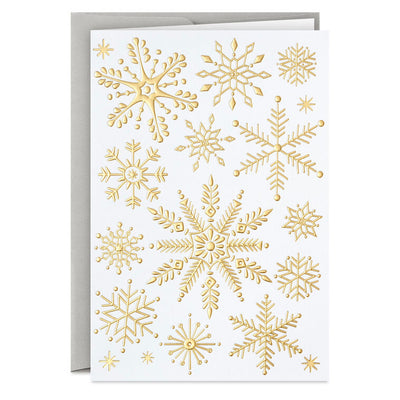 Gold Snowflakes Packaged Christmas Cards, Set of 5