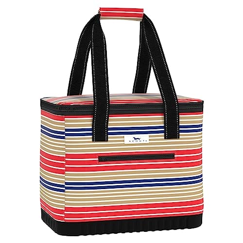 Large soft cooler in English Camel color with reinforced hard bottom and exterior pockets