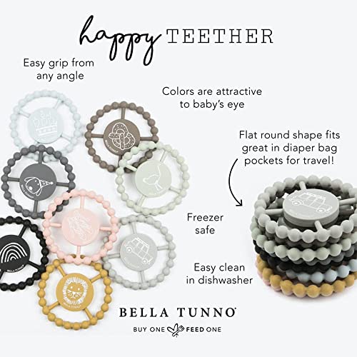Silicone teething toy in the shape of a circle with &