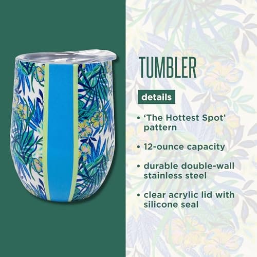 Insulated 12 oz stemless tumbler featuring Lilly Pulitzer&