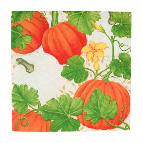 Pumpkin Chintz White Luncheon Napkins - 20 per Package