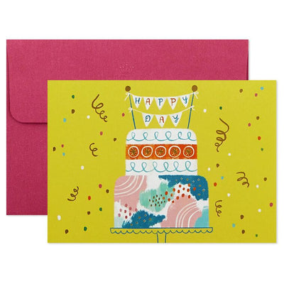 Assorted whimsical note cards with gold foil accents in multiple designs, includes envelopes and reusable caddy.