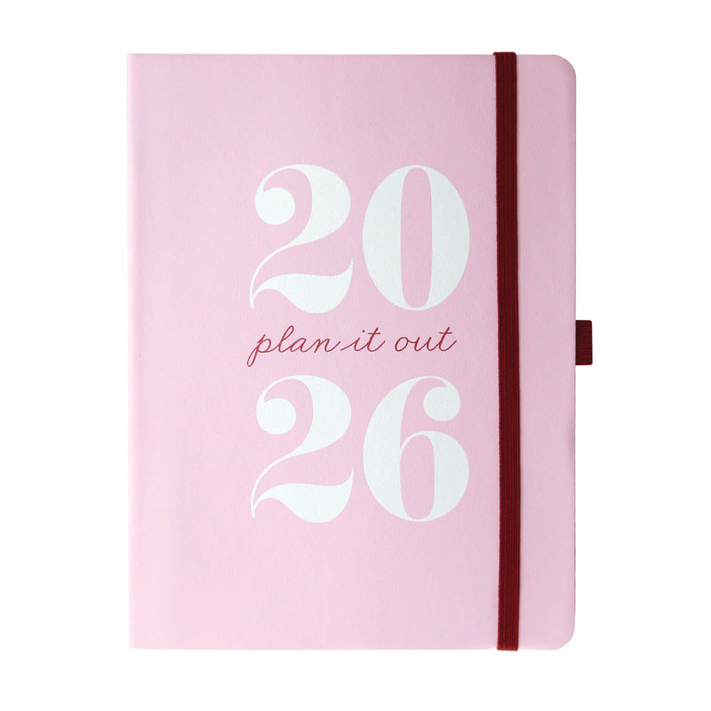Typographic Pink 6 x 8 18-Month Vegan Leather Planner
