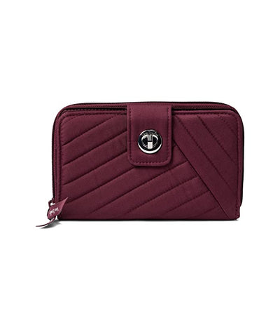 Mulled Wine RFID wallet made from recycled cotton with turnlock, zip coin pocket, and multiple card and ID slots