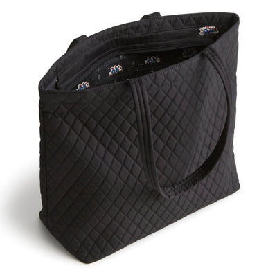 Vera Bradley Original Zip Tote in Moonless Night, sleek black cotton tote with zip closure, long straps, and spacious compartments for everyday use.