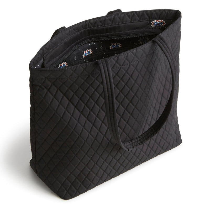 Vera Bradley Original Zip Tote in Moonless Night, sleek black cotton tote with zip closure, long straps, and spacious compartments for everyday use.