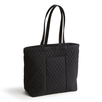 Vera Bradley Original Zip Tote in Moonless Night, sleek black cotton tote with zip closure, long straps, and spacious compartments for everyday use.