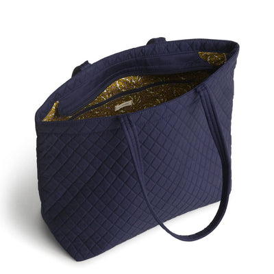 Vera Bradley Original Zip Tote in Peacoat, durable and stylish navy blue cotton tote with long straps, zip closure, and spacious interior.