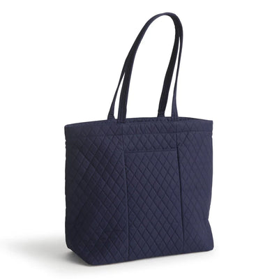 Vera Bradley Small Original Zip Tote in Peacoat with long handles, zip closure, and multiple interior and exterior pockets.
