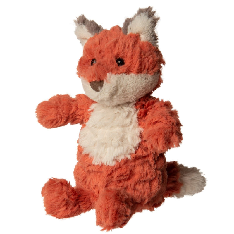 An 8-inch coral and cream plush fox with etched Putty fabric, floppy limbs, and a softly smiling face, perfect for cuddling.
