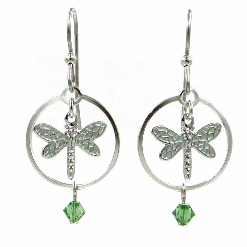 Dragonfly in Circle Drop Earrings