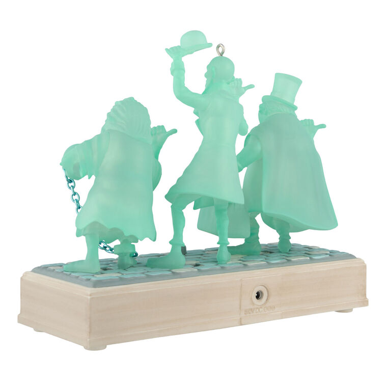 Haunted Mansion Hitchhiking Ghosts trio in blue, Hallmark Keepsake ornament with light and sound, Disney Haunted Mansion collection