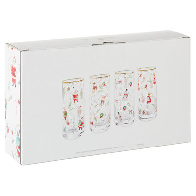 Vintage Santa and Friends Drinking Glasses, Set of 4