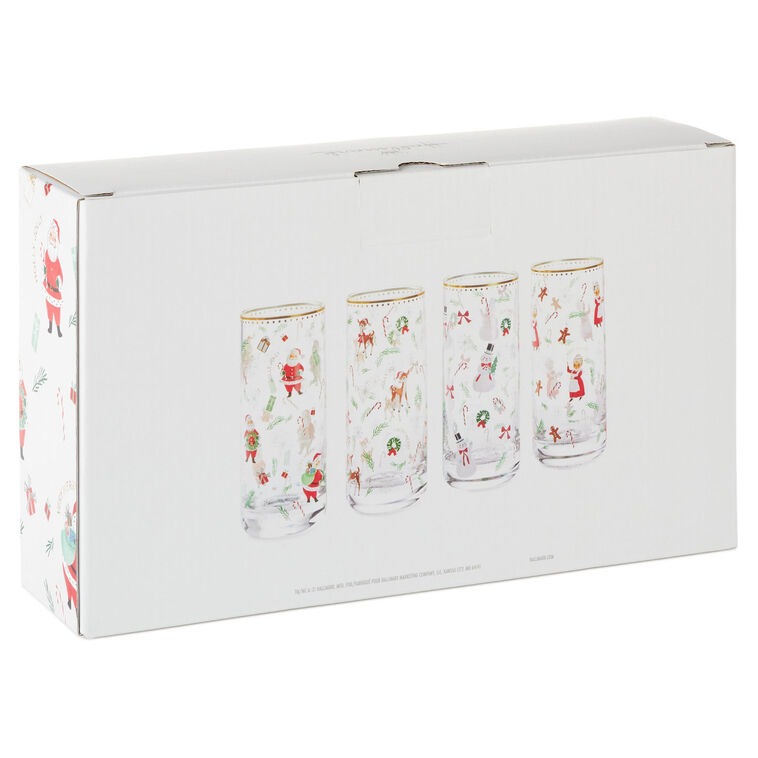 Vintage Santa and Friends Drinking Glasses, Set of 4
