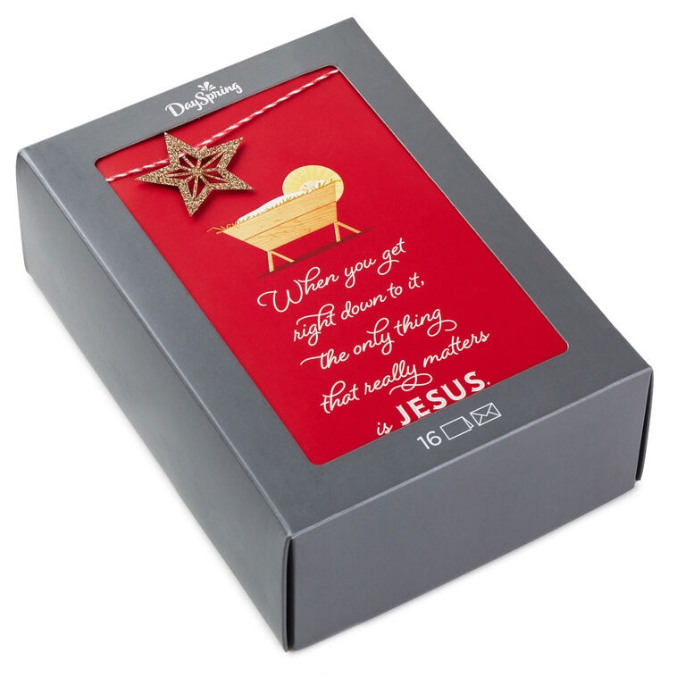 Baby Jesus in the Manger Religious Boxed Christmas Cards, Pack of 16