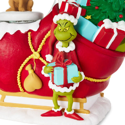 Dr. Seuss's How the Grinch Stole Christmas! Grinch, Max and Sleigh Snow Globe Figurine With Music