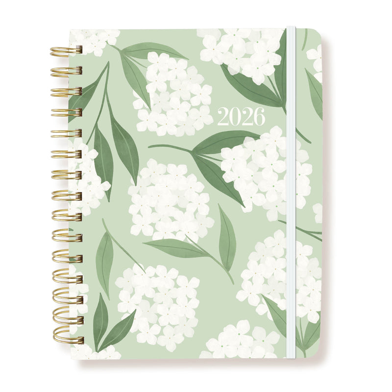 Hydrangea 6 x 8 18-Month Hardbound Spiral Planner