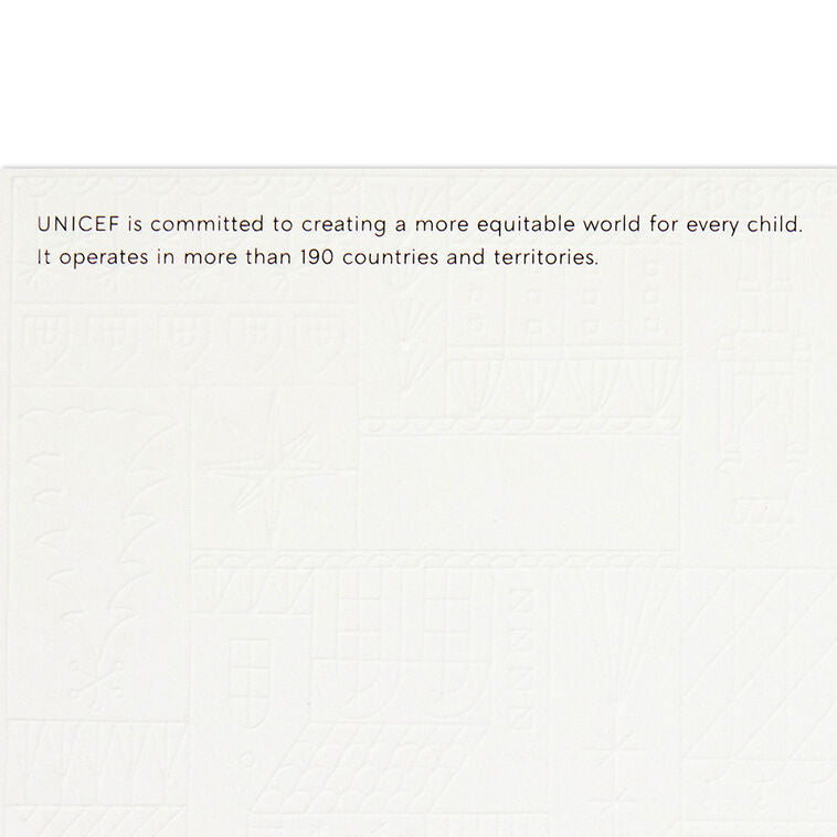 UNICEF Geometric Christmas Village on Blue Boxed Christmas Cards, Pack of 12