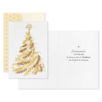 Opulent Gold Tree Boxed Christmas Cards, Pack of 12
