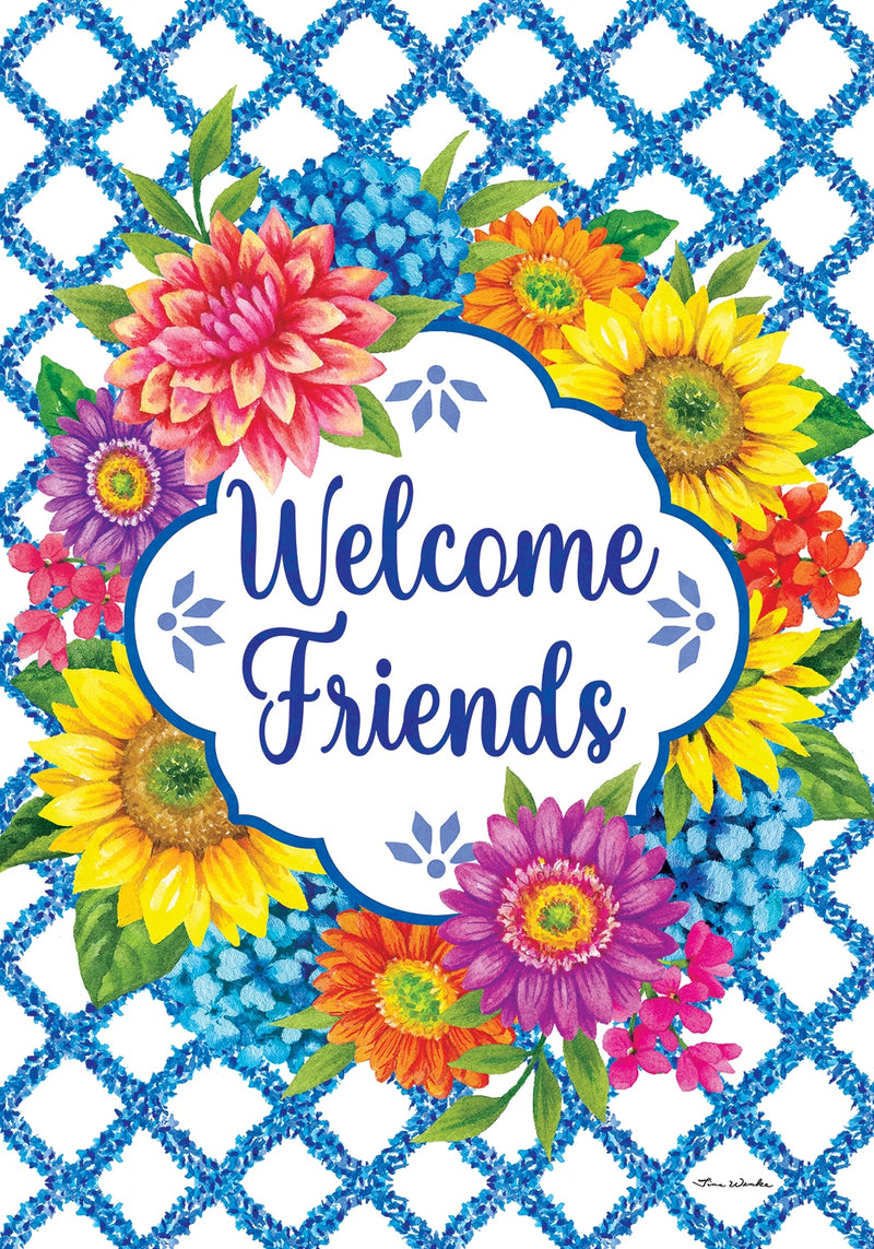 Floral Vines double-sided flag by Tina Wenke, printed with fade-resistant ink on soft heavyweight fabric for vibrant, seasonal display.