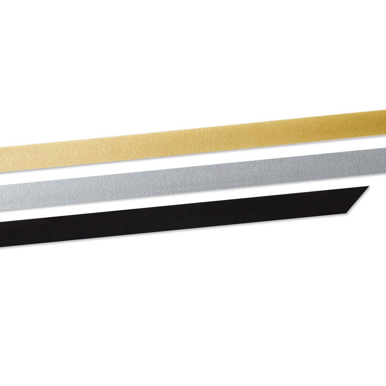 0.2" Gold/Silver/Black Metallic 3-Pack Curling Ribbon, 90&