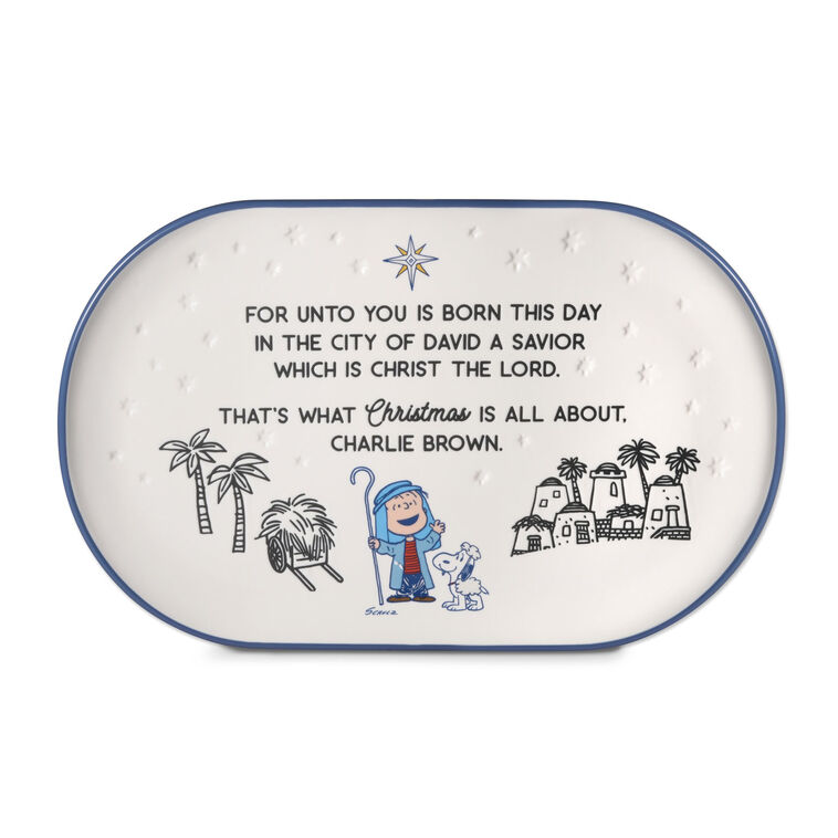 Peanuts Linus Nativity Speech Oval Platter, 14.75" L