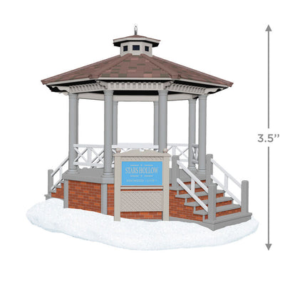 Stars Hollow gazebo ornament, Gilmore Girls TV show, musical, Hallmark Keepsake, Christmas tree decoration, snowy town square collectible.