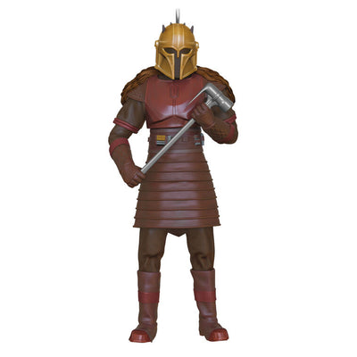 Star Wars Mandalorian The Armorer ornament, Hallmark Keepsake 2025, warrior in gold helmet forging beskar armor, Disney collectible.