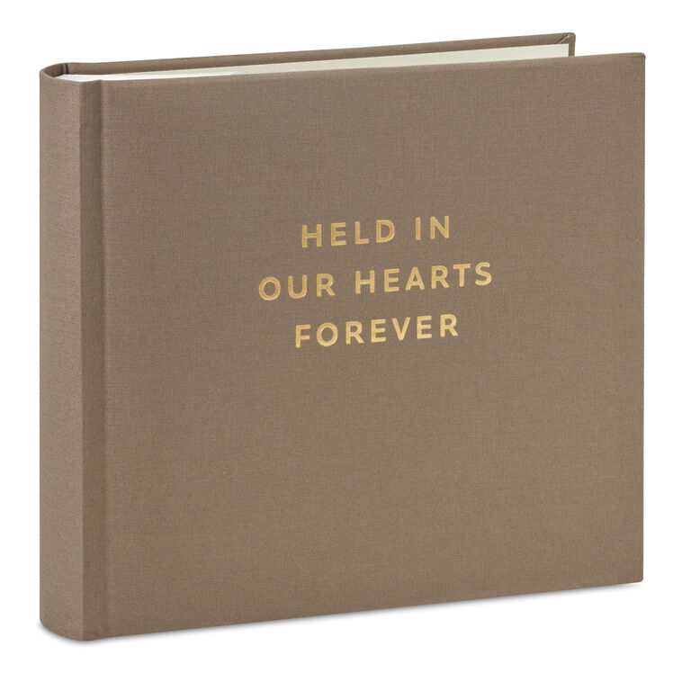 Held in Our Hearts Forever Taupe Linen Photo Album