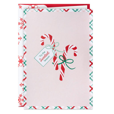 Candy Canes on Pink Scented Boxed Christmas Cards, Pack of 12