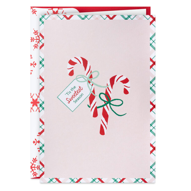 Candy Canes on Pink Scented Boxed Christmas Cards, Pack of 12