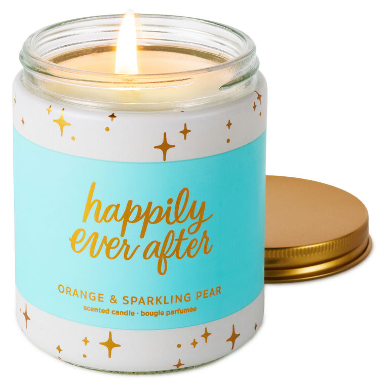 Happily ever after orange and sparkling pear scented jar candle, 7 oz.