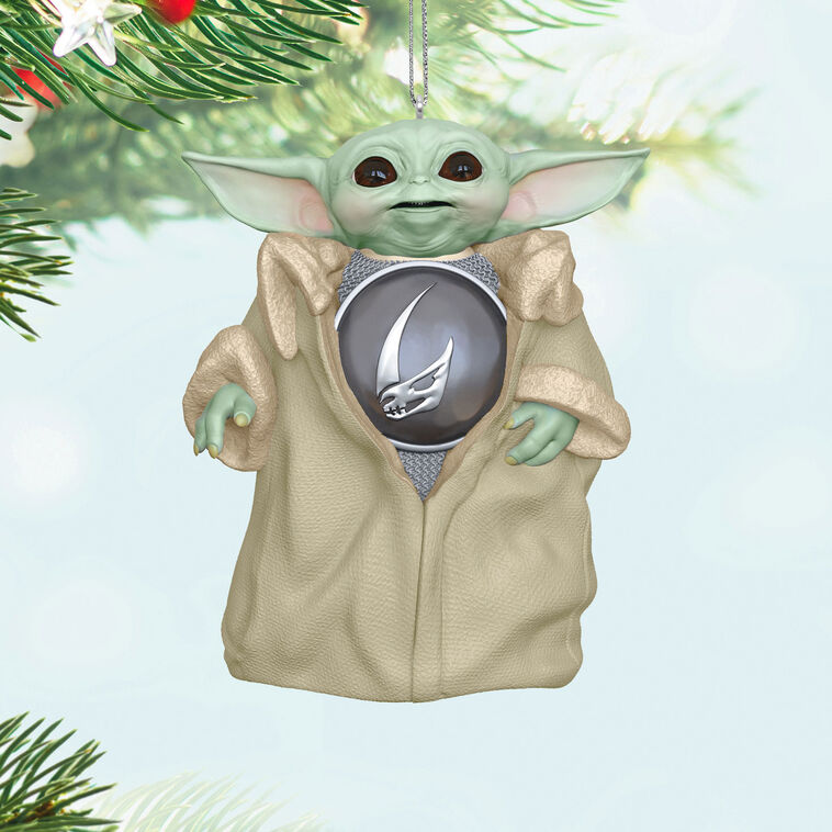 Grogu ornament, The Mandalorian, Baby Yoda in youngling robes and armor, Hallmark Keepsake, Star Wars, Christmas tree decoration.