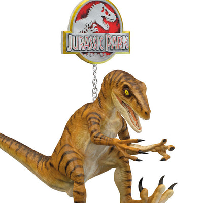 Jurassic Park ornament, Velociraptor mid-leap, “Clever Girl” scene, Hallmark Keepsake, Christmas tree decoration, dinosaur collectible.