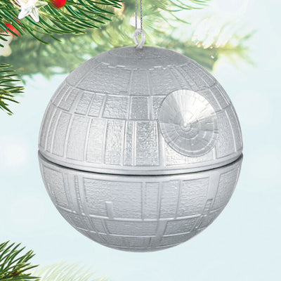 Mini Death Star ornament, silver armored battle station from Star Wars, Hallmark Keepsake Christmas collectible