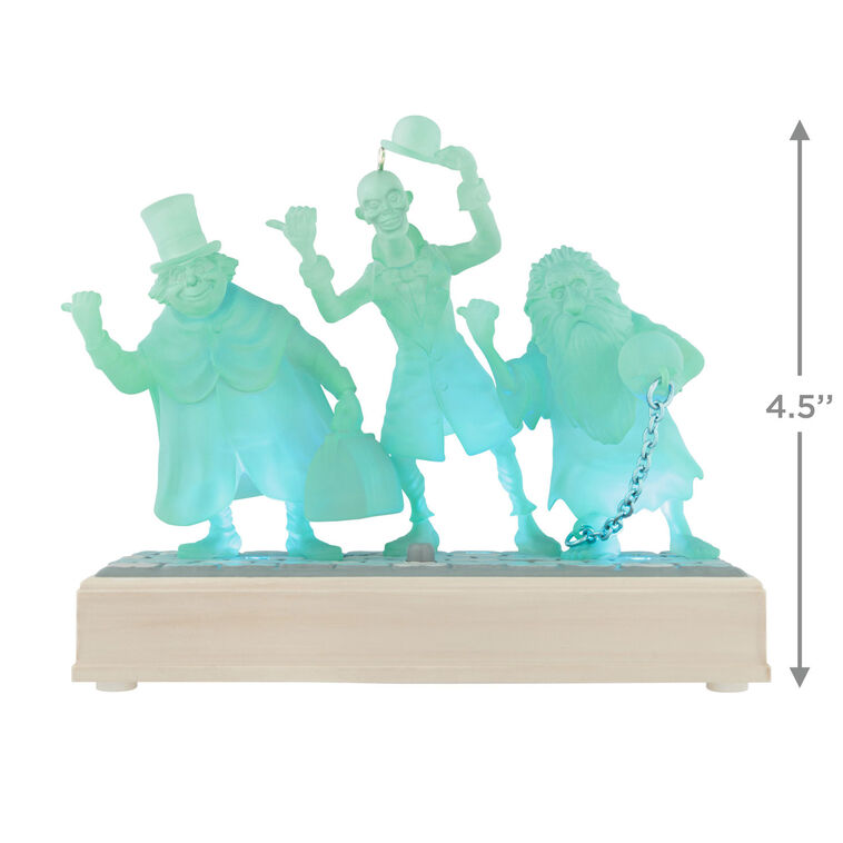 Haunted Mansion Hitchhiking Ghosts trio in blue, Hallmark Keepsake ornament with light and sound, Disney Haunted Mansion collection
