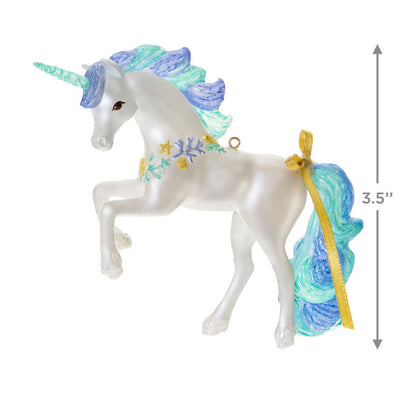 Unicorn Christmas ornament with mermaid mane, seashells, coral details, glittery horn and hooves, beachy holiday decor

