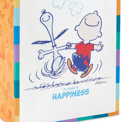 9.6" Peanuts® 75th Anniversary Happy Dance Medium Gift Bag