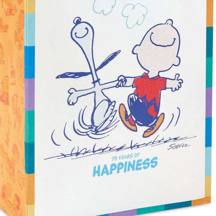 9.6" Peanuts® 75th Anniversary Happy Dance Medium Gift Bag