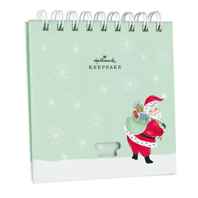 Set of 11 tin ball ornaments and gold jingle bell with North Pole Christmas characters, plus spiral-bound countdown book, Hallmark Keepsake