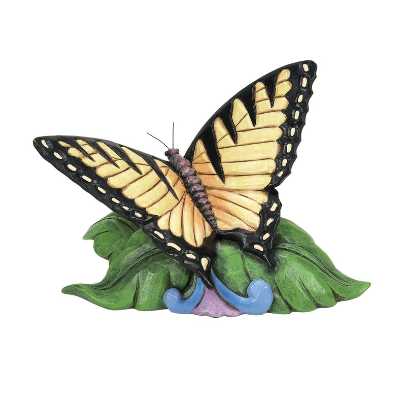 Mini Jim Shore Swallowtail butterfly figurine with colorful rosemaling on a green leaf.
Character count: 105 — includes key terms like “Jim Shore,” “Swallowtail butterfly,” “figurine,” and a brief visual description.
