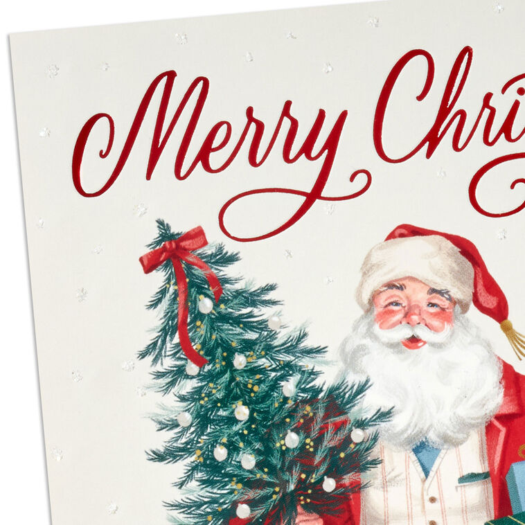 Vintage Santa With Gifts Boxed Christmas Cards, Pack of 16