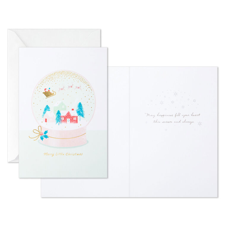 Merry Little Snow Globe Packaged Christmas Cards, Set of 5