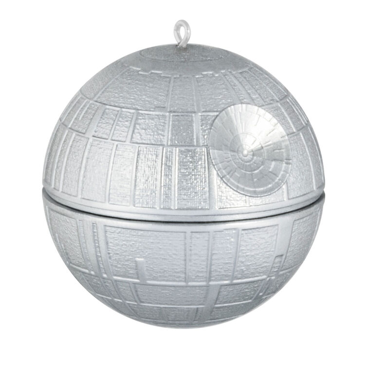 Mini Death Star ornament, silver armored battle station from Star Wars, Hallmark Keepsake Christmas collectible