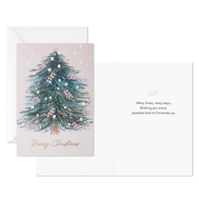 Christmas Tree on Pink Boxed Christmas Cards, Pack of 16