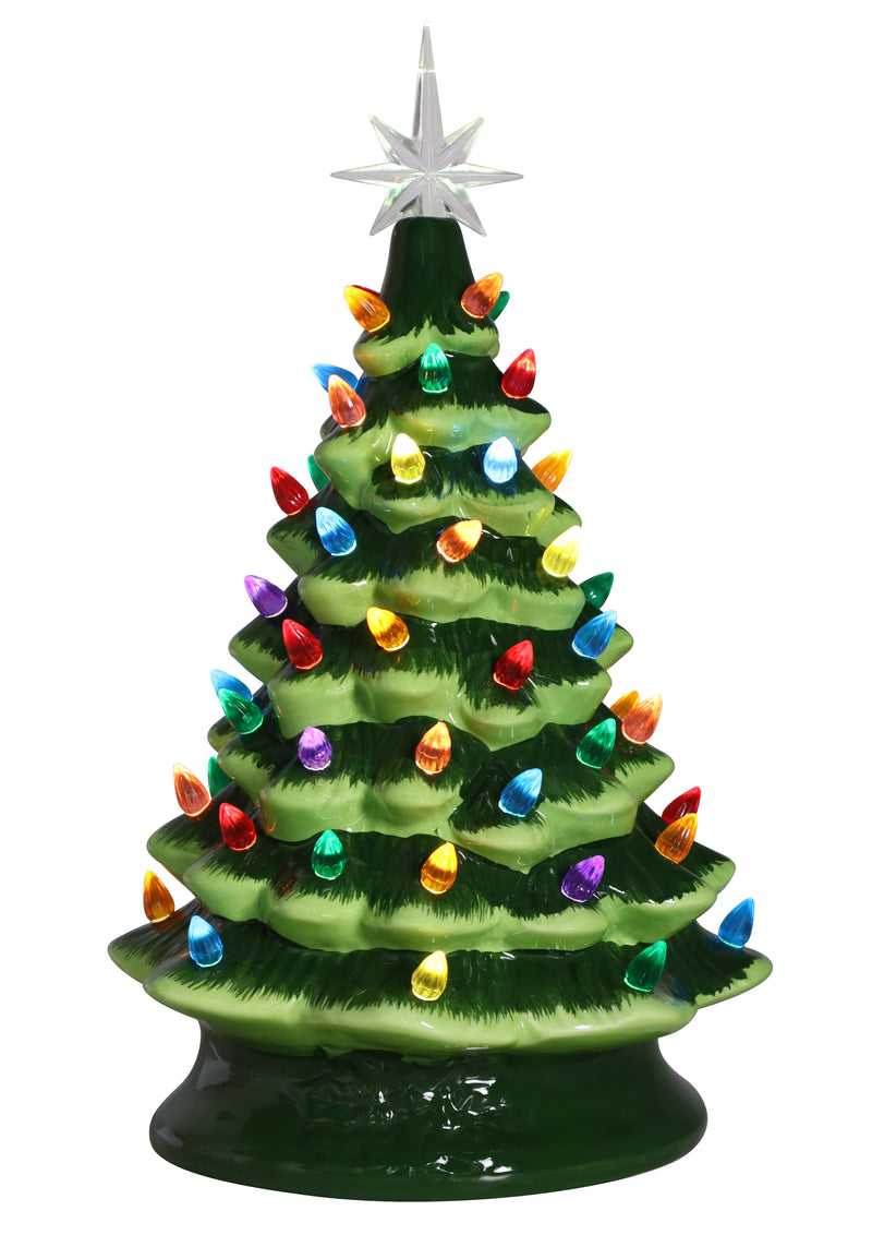 16" Green Ceramic Light Up Christmas Tree by Christmas is Forever