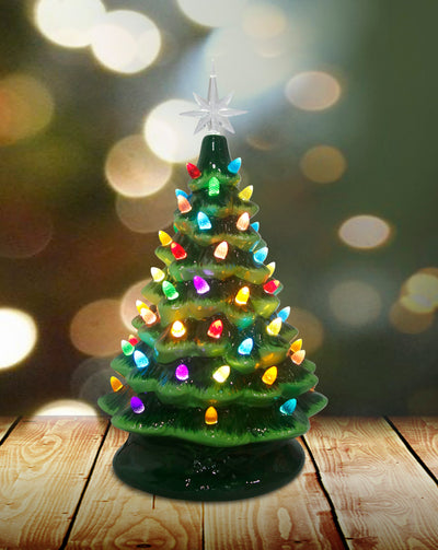 16" Green Ceramic Light Up Christmas Tree by Christmas is Forever