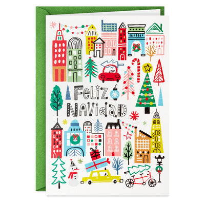Festive Cityscape Boxed Christmas Cards, Pack of 16