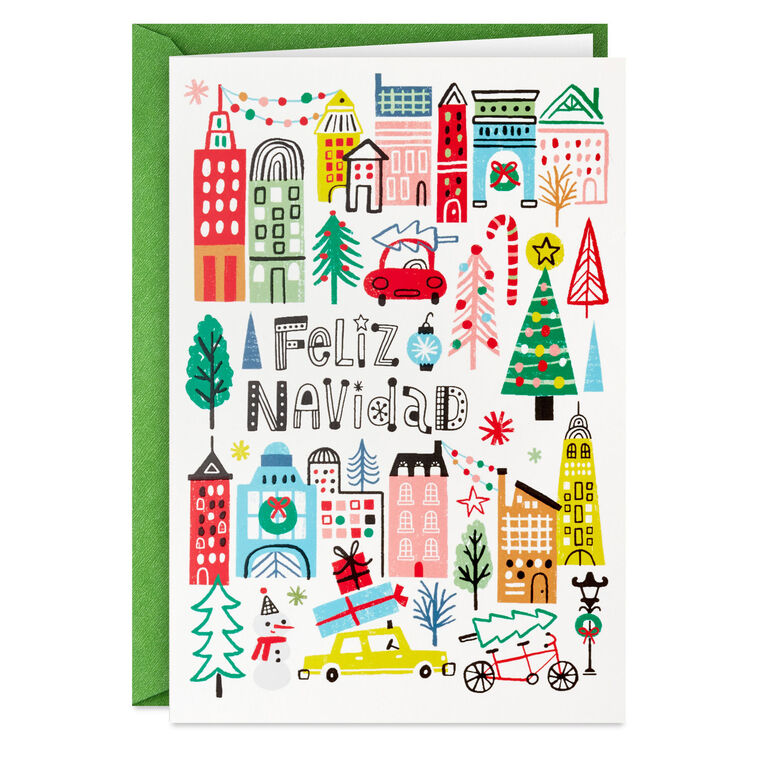 Festive Cityscape Boxed Christmas Cards, Pack of 16